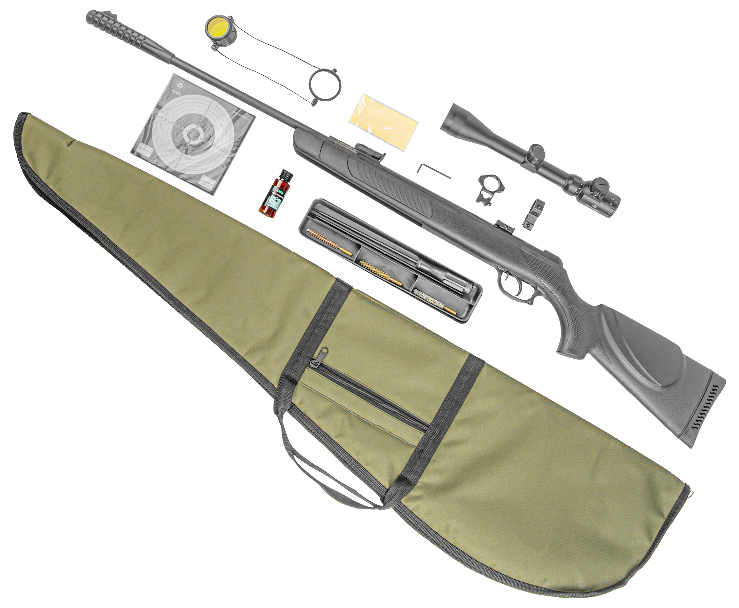 Пневматическая винтовка Kral Vega V-01 6.35 мм комплект Hunter №4 подарочный (прицел, кольца, чехол, набор для чистки, мишени, пули)