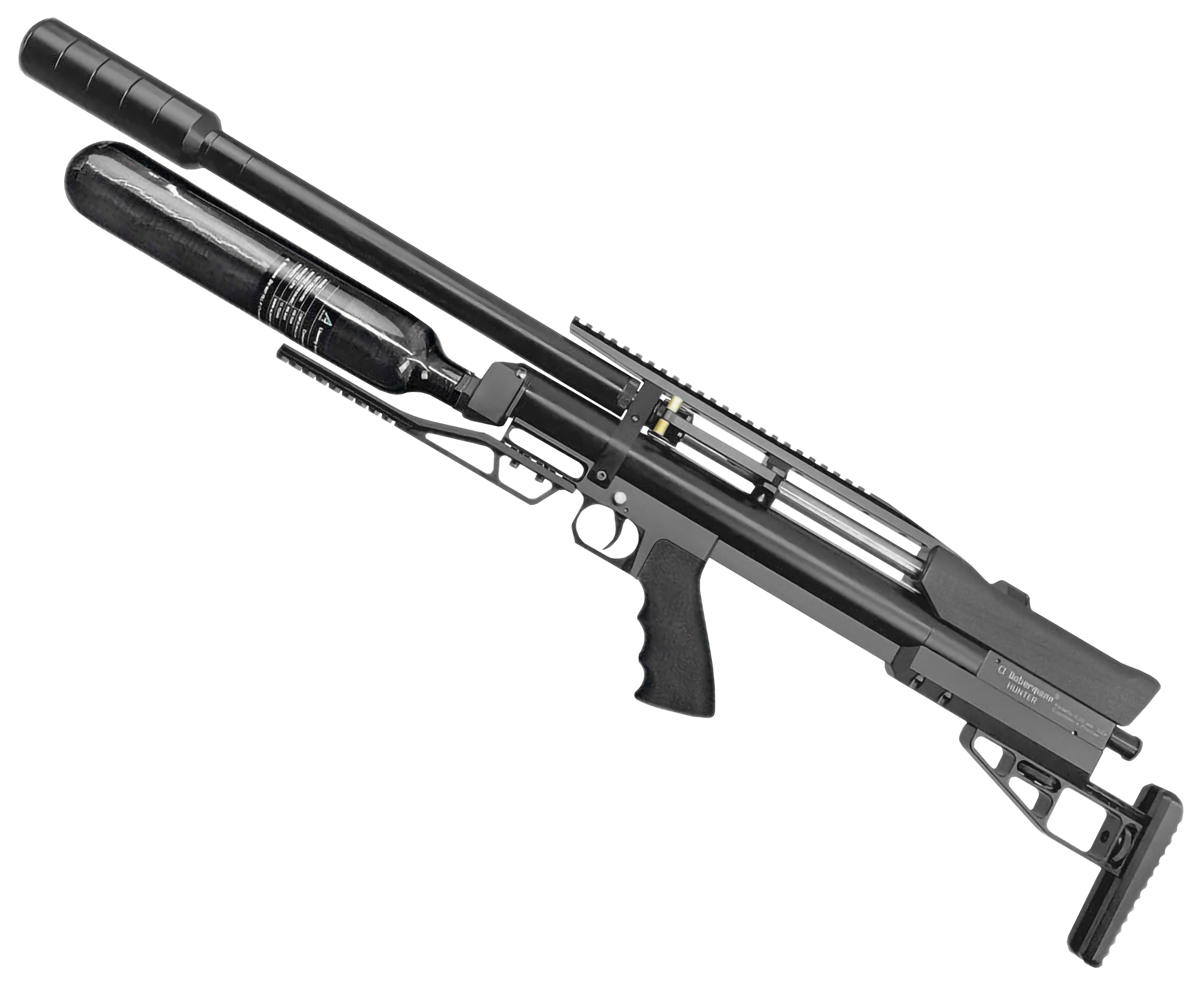 Пневматическая винтовка Dobermann Alfa Hunter 6.35 мм (600 мм, колба 0.5 л, полигонал, редуктор, рукоять под углом)