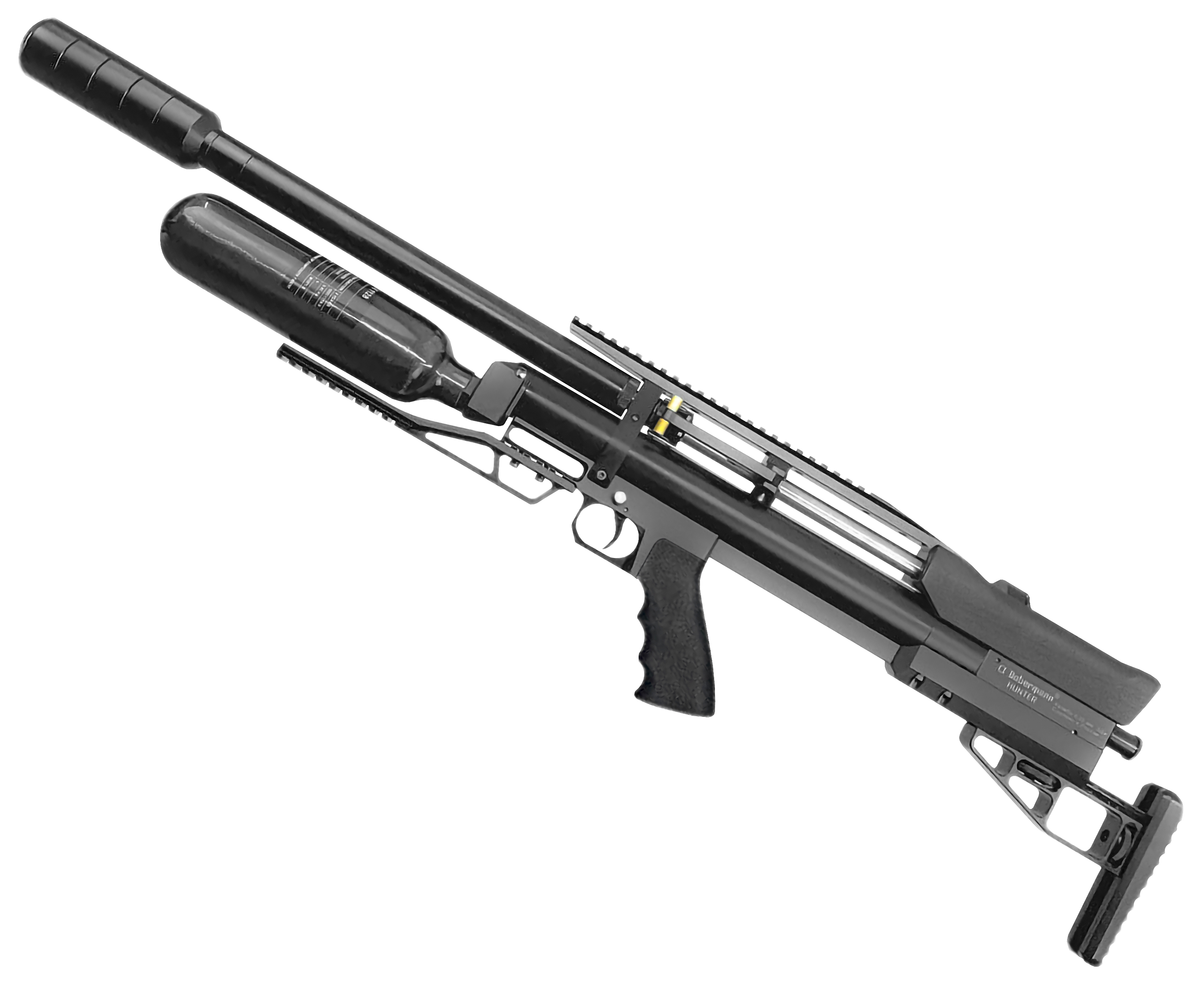 Пневматическая винтовка Dobermann Alfa Hunter 6.35 мм (600 мм, колба 0.36 л, полигонал, редуктор, рукоять под углом)