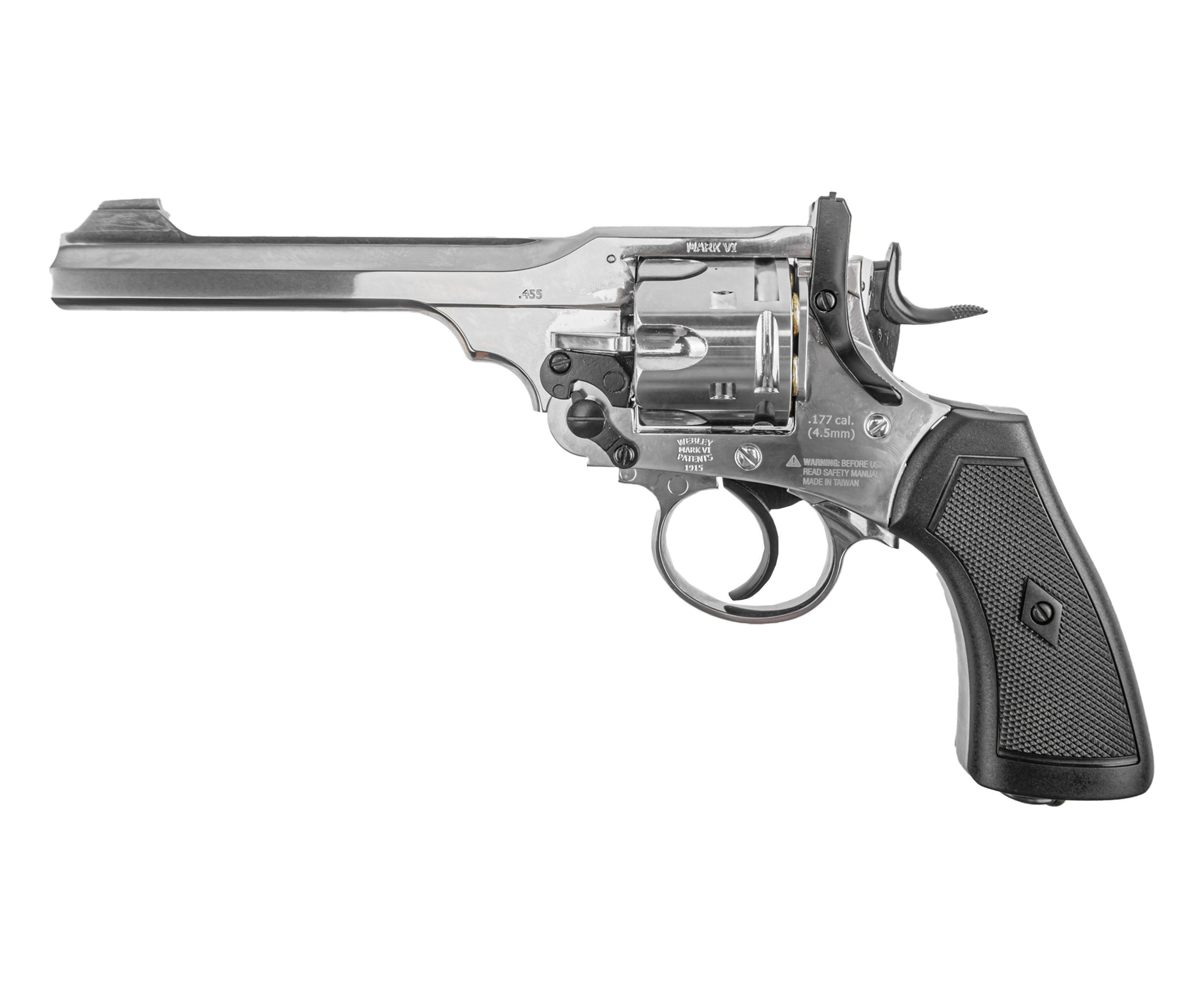 Пневматический револьвер Borner WS 4.5 мм (Webley Scott, silver, BB)