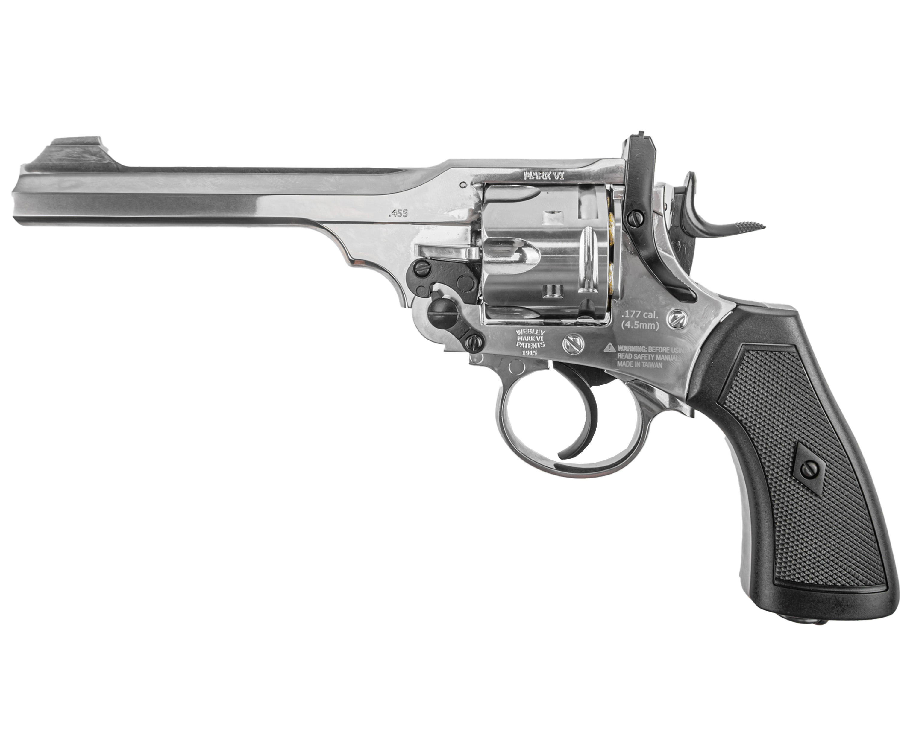 Пневматический револьвер Borner WS 4.5 мм (Webley Scott, silver, BB)