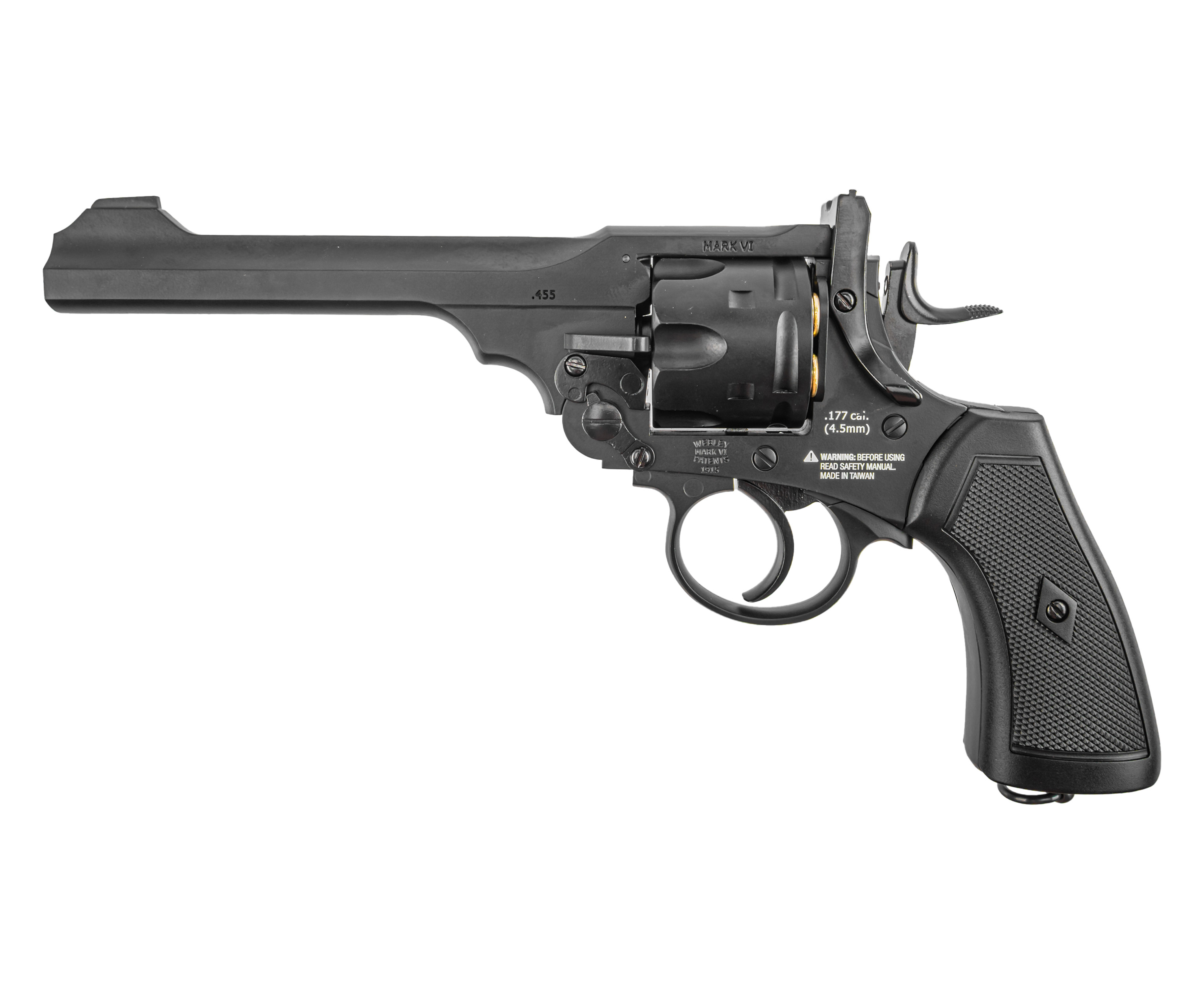 Пневматический револьвер Borner WS 4.5 мм (Webley Scott, black, BB)