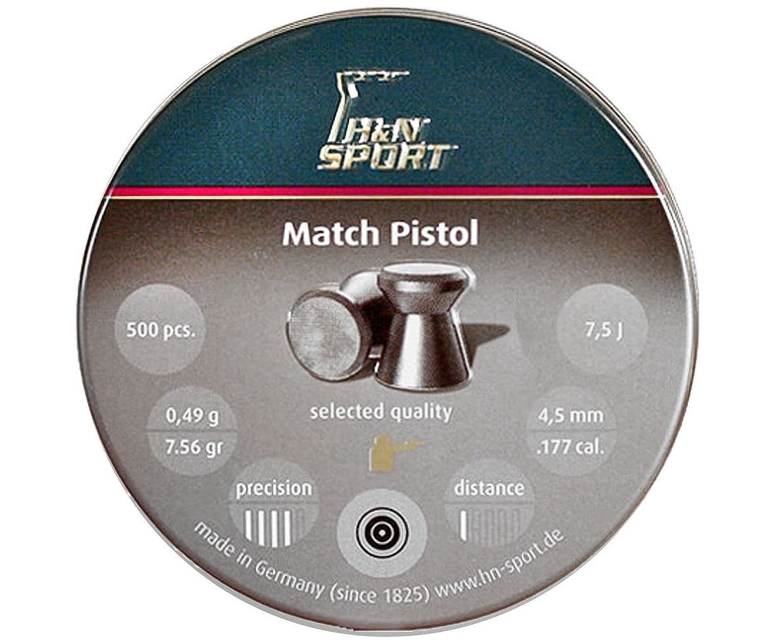 Пули пневматические H&N Match Pistol 4.5 мм (500 шт, 0.49 г)