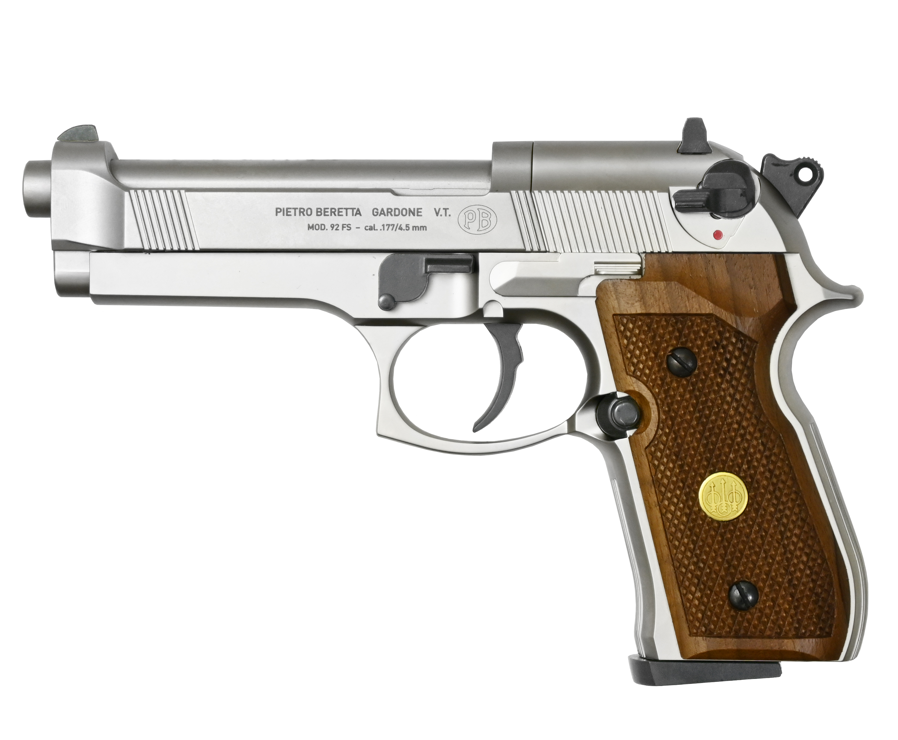 Пневматический пистолет Umarex Beretta M92 FS 4.5 мм (никель, дерево)