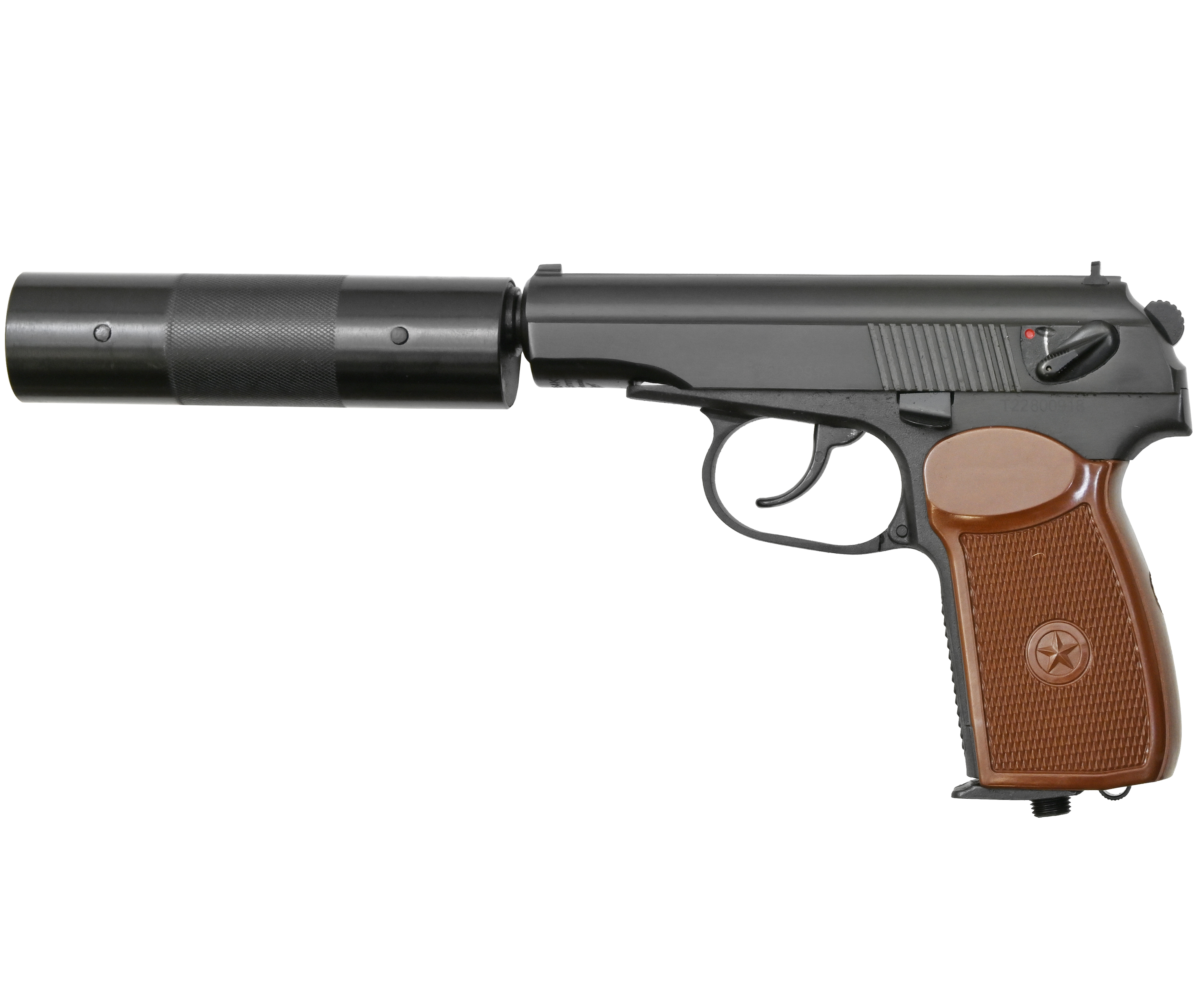 Пневматический пистолет мр 654к 22 с фальшглушителем (Байкал)