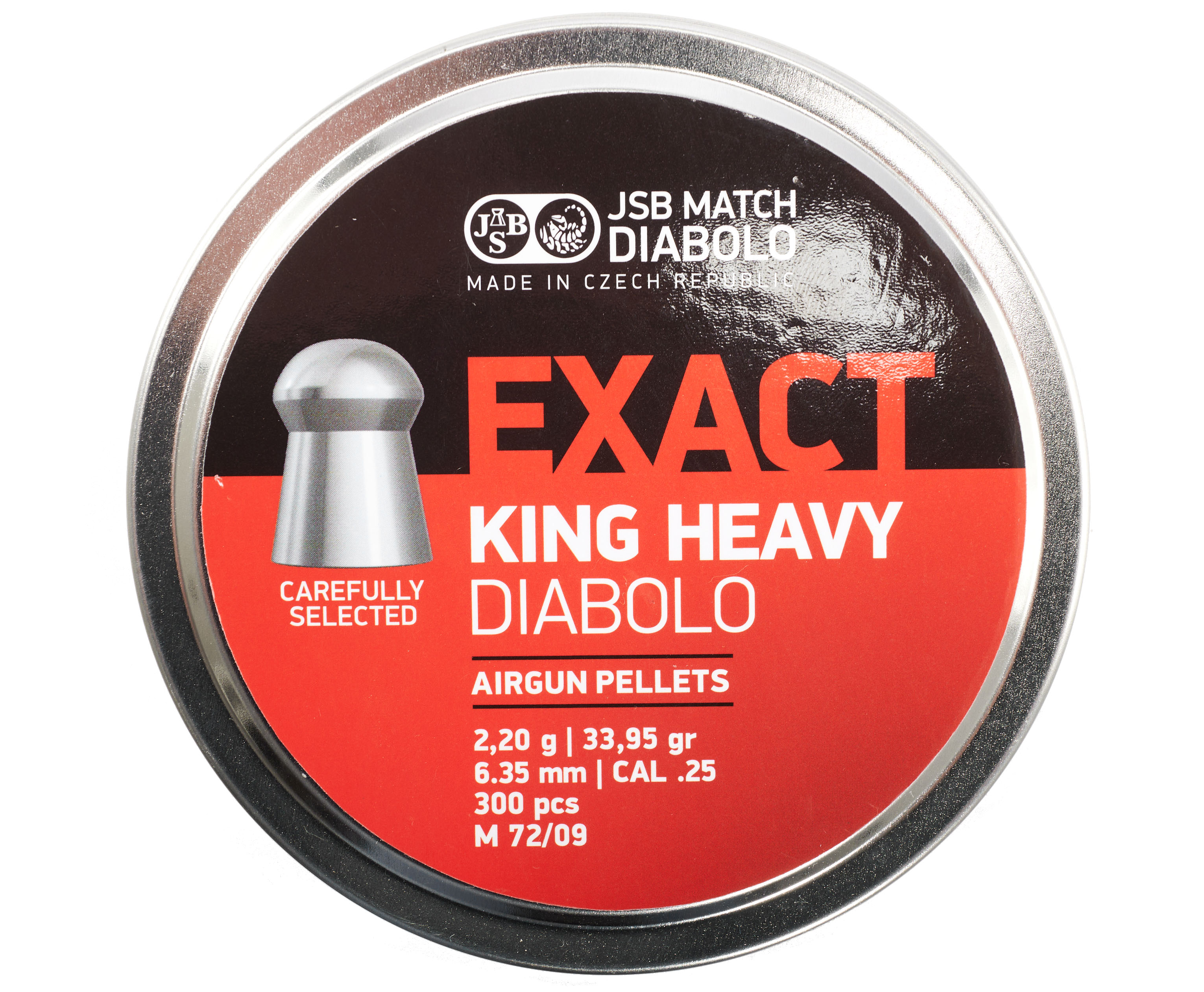 Пули пневматические JSB Exact King Heavy Diabolo 6.35 мм (300 шт, 2.2 г)  купить в Москве и СПБ, цена 3300 руб. Доставка по РФ!