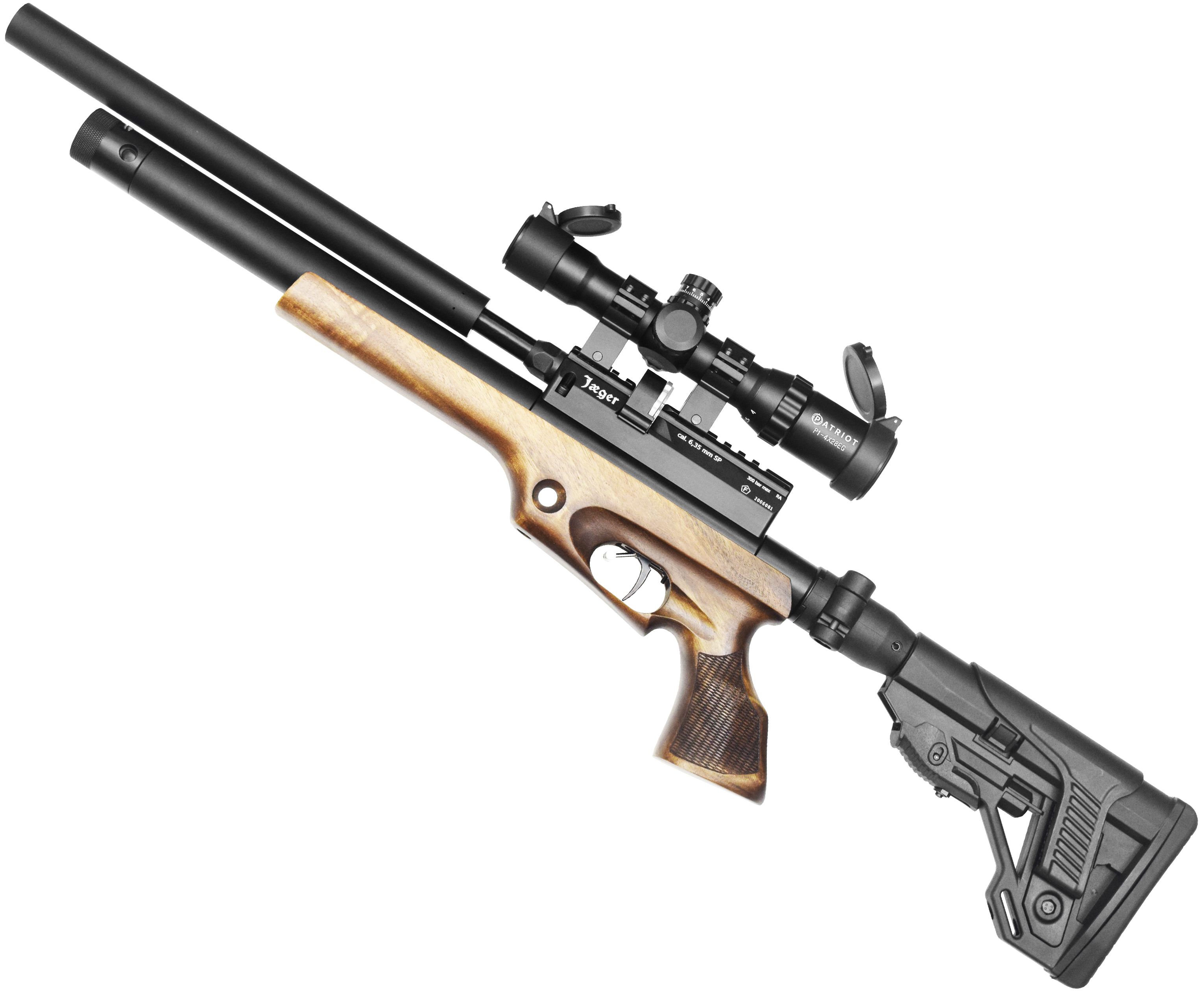  Пневматическая PCP винтовка Jager SP Карабин (6.35 мм, Alpha Precision, 292 мм, МСП)