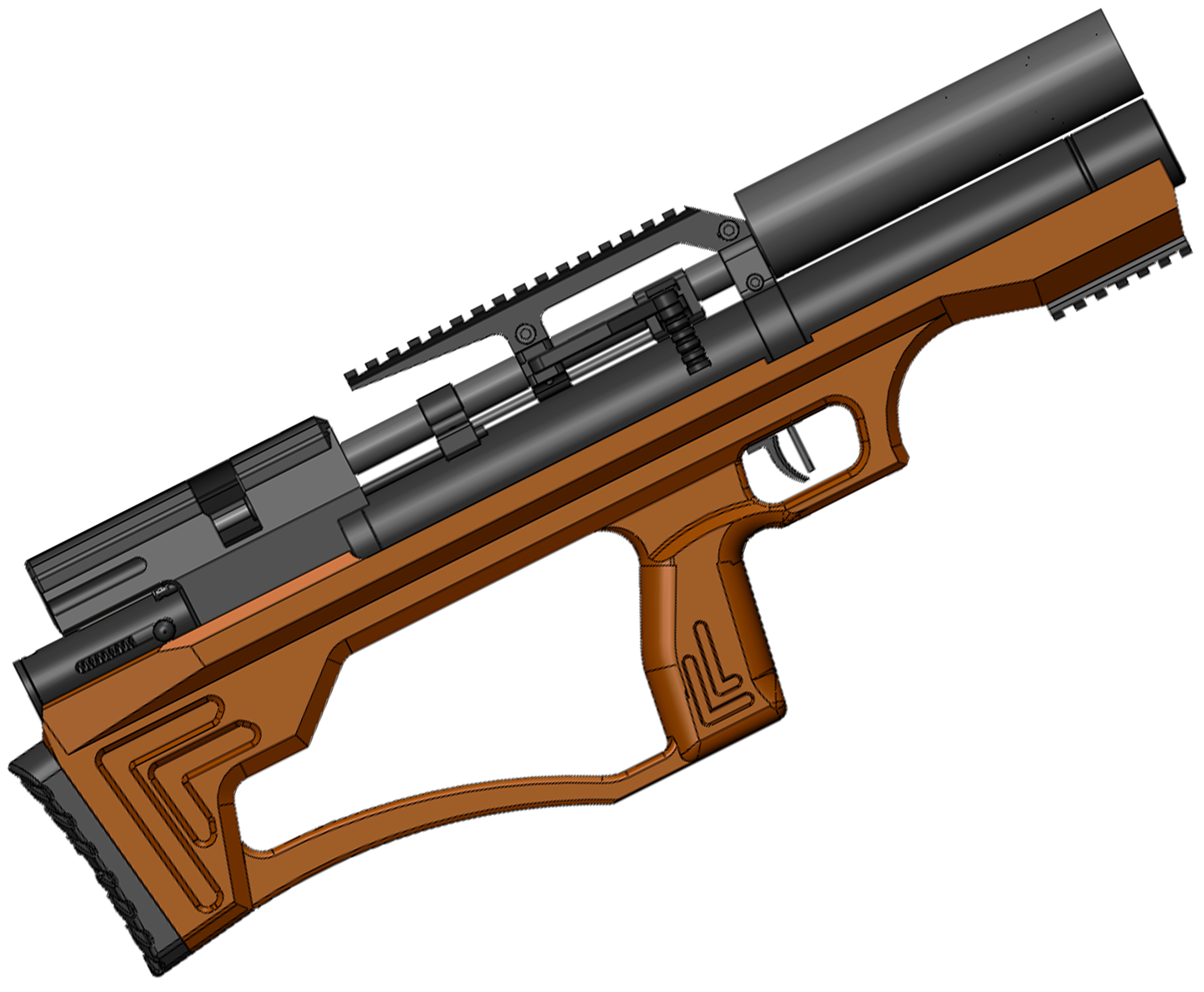 Пневматическая винтовка Krugergun 4.5 мм Снайпер Буллпап (300 мм, взвод передний, редуктор, дерево L)