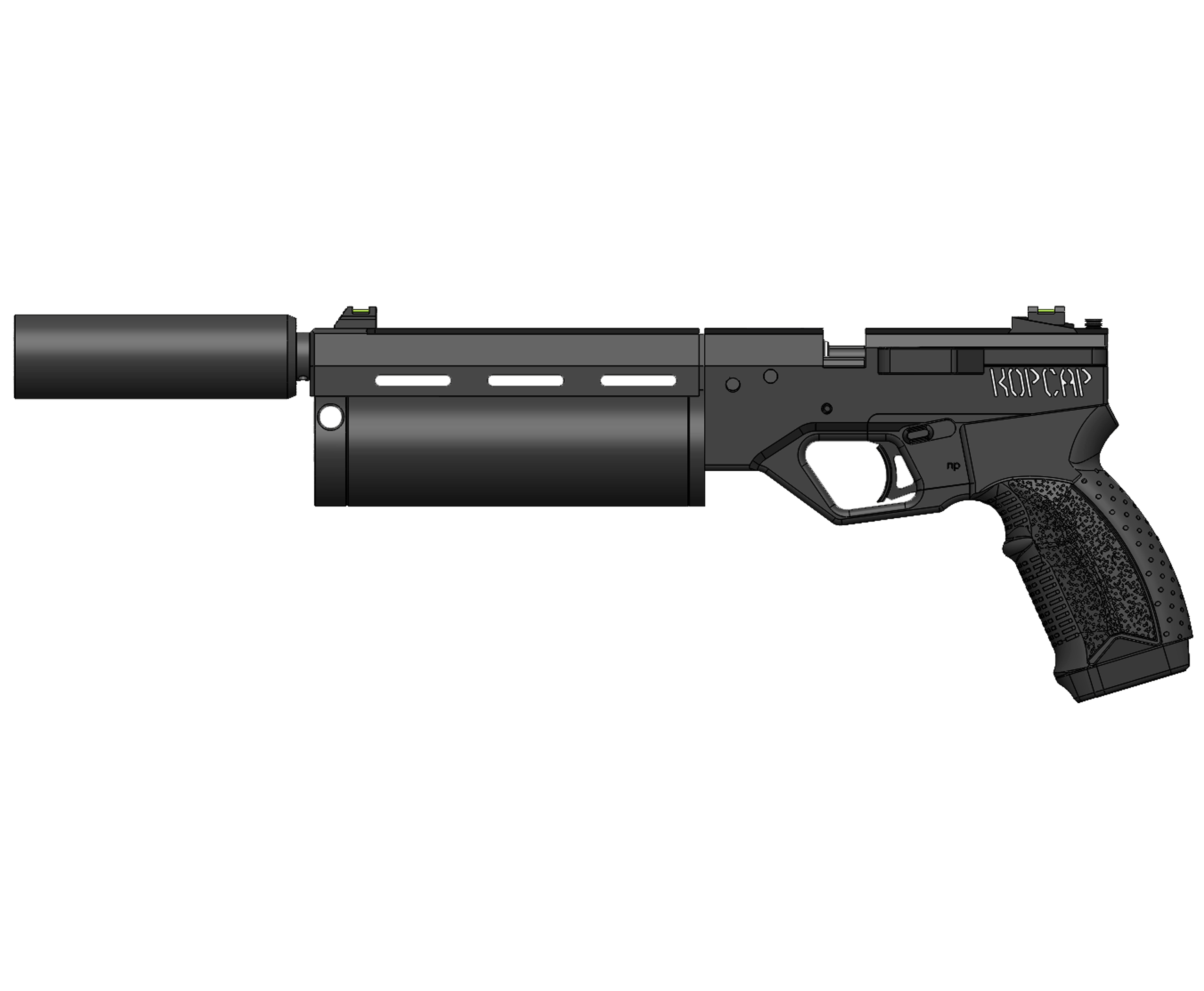 Пневматический пистолет KrugerGun Корсар 6.35 мм (PCP, 180 мм, d42, пластик, без манометра)