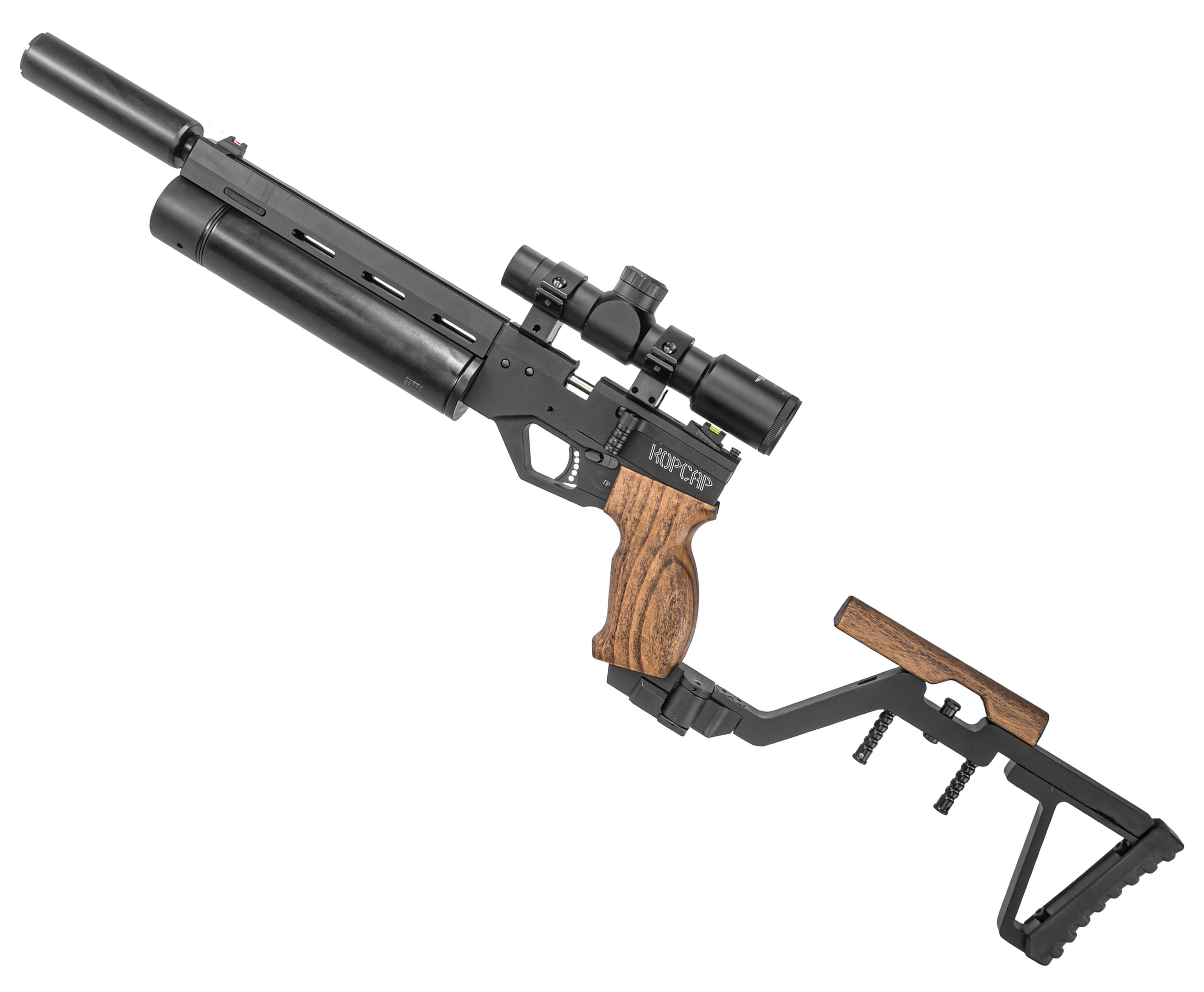 Пневматический пистолет KrugerGun Корсар 6.35 мм (240 мм, D42, приклад, манометр, дерево, редуктор)